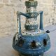 Blue ceramic floor lamp, Fat Lava, double lighting, 70s