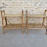 Pair of rattan bedside tables, 1960s-70s