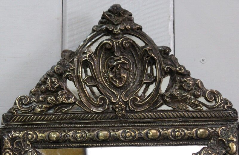 Mirror in repoussé brass, louis xiv style, napoleon iii era – xixth