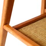 Scandinavian bedside table in teak and rattan