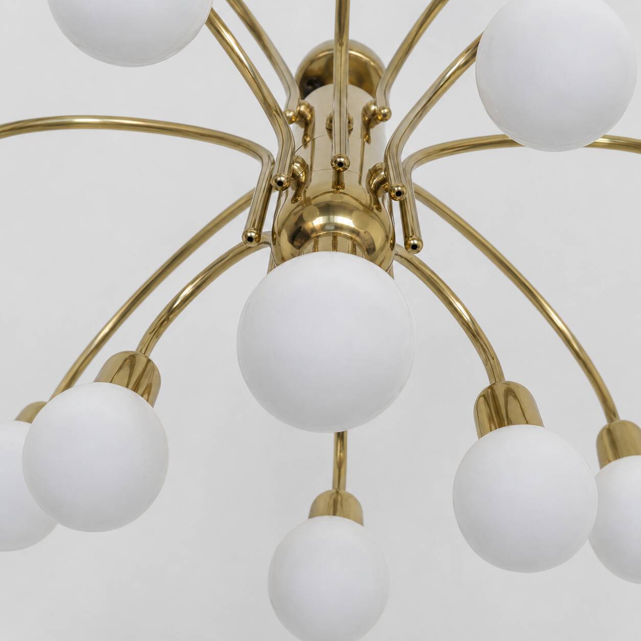 Vintage gold chandelier pendant lamp from the 1970s