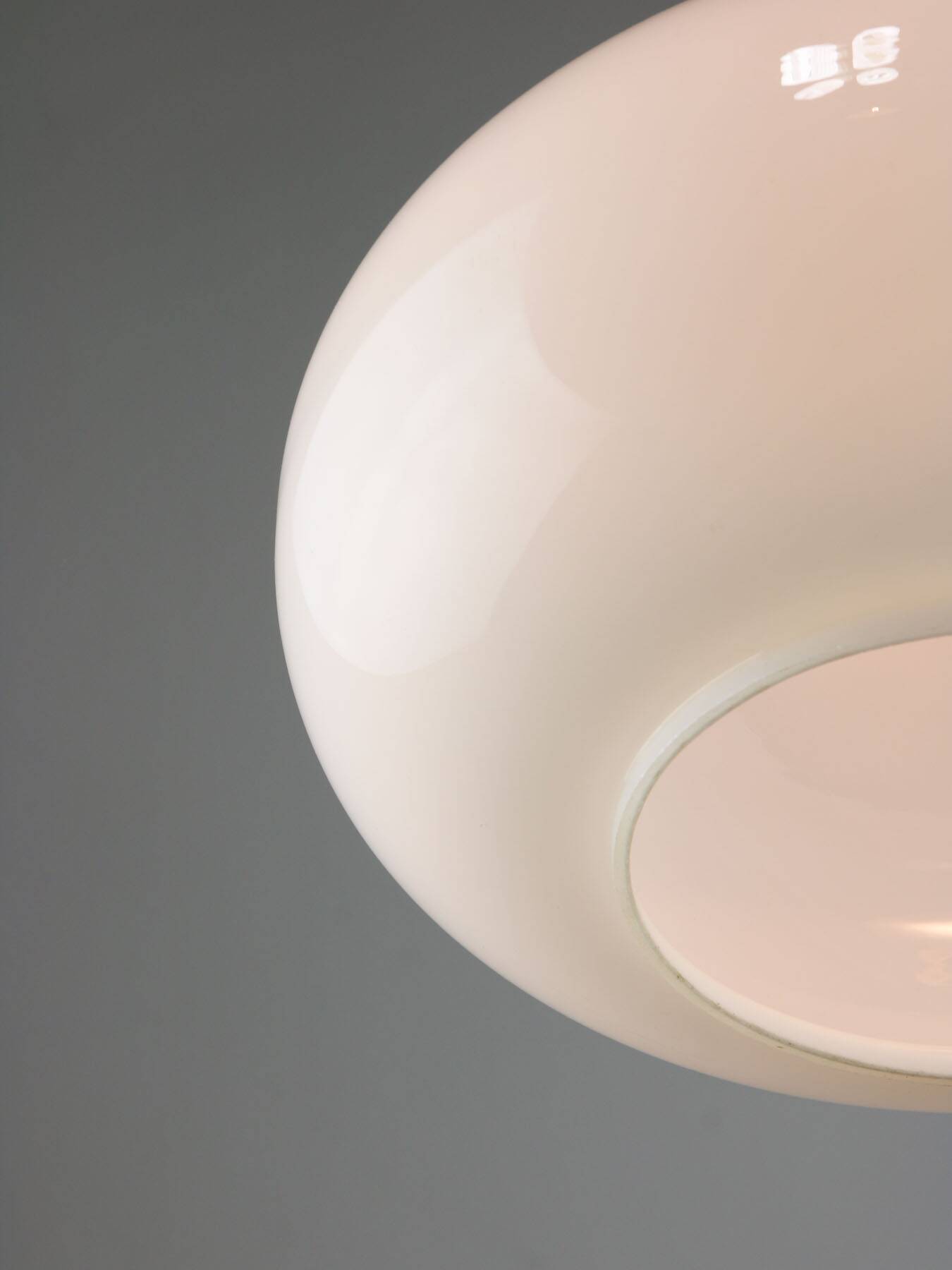 Big mid-century italian brass and opaline glass pendant lamp
