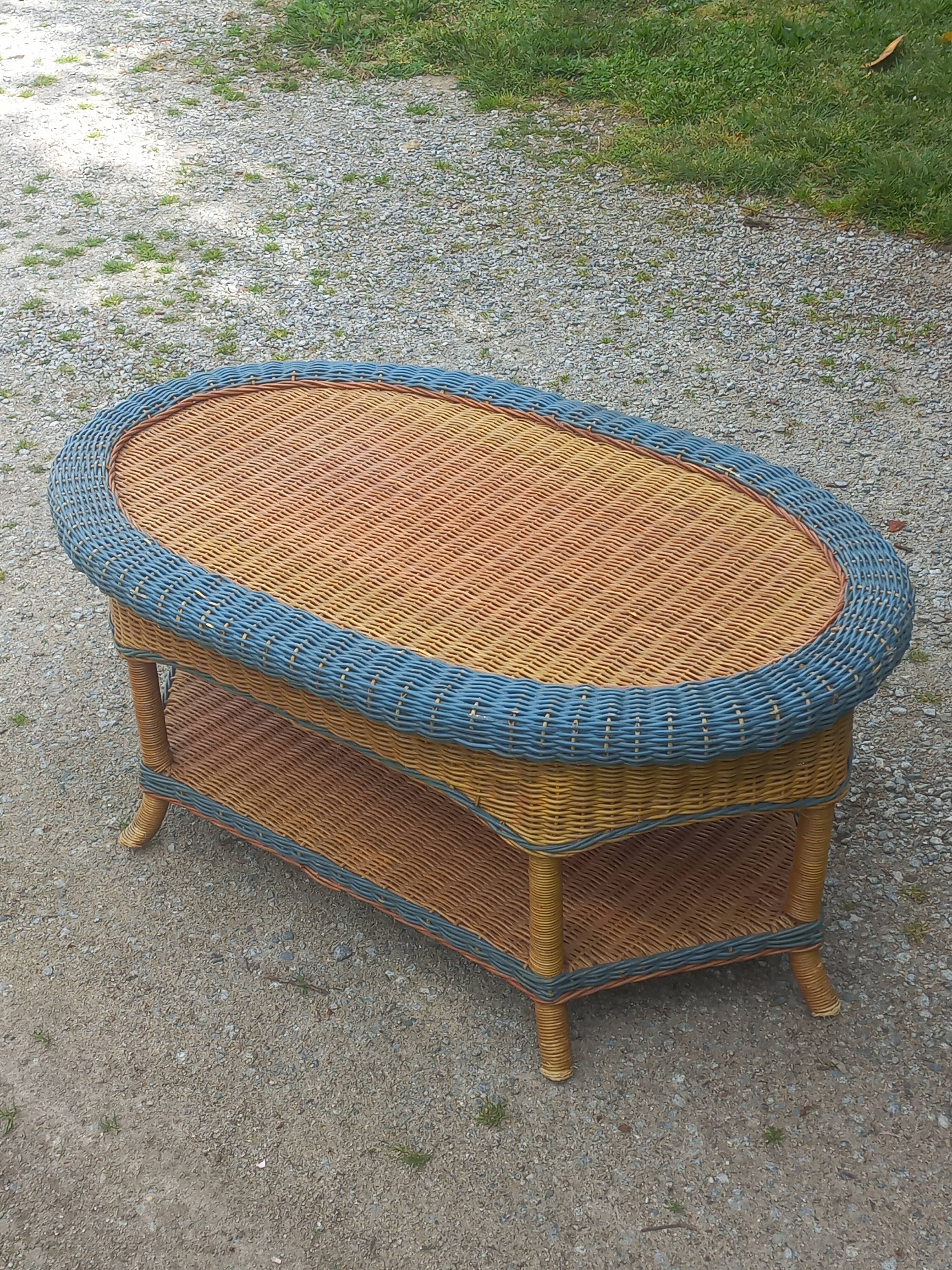 Two-tone rattan coffee table