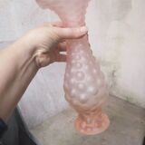 Pink frosted glass vase