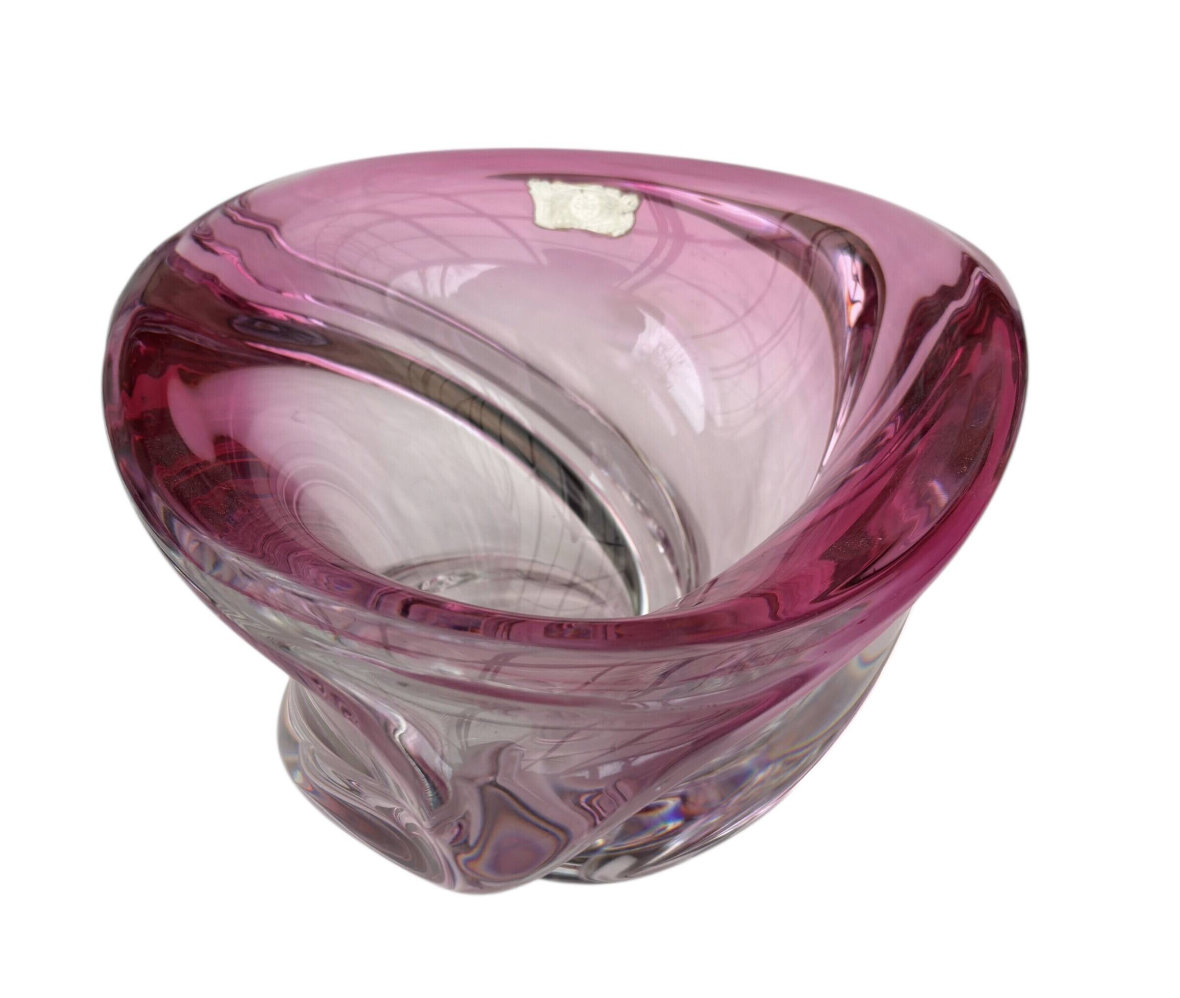 Vase Wave Val-Saint-Lambert ruby submerged design Delvenne 1950