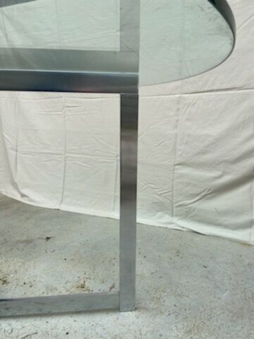 Large round table slab of stainless glass base