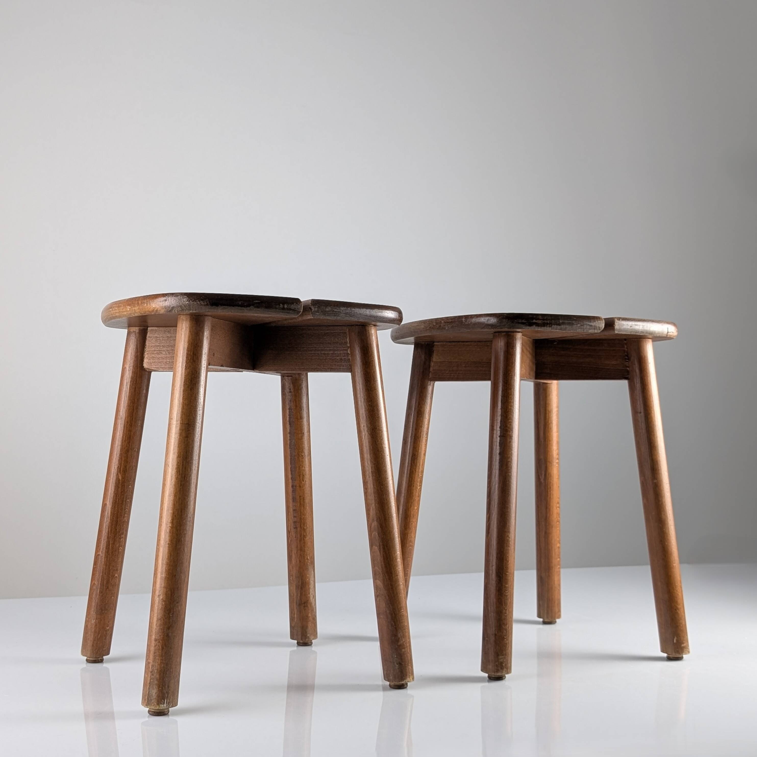 Pair of wooden stools by Pierre Gautier Delaye, France, 1960s
