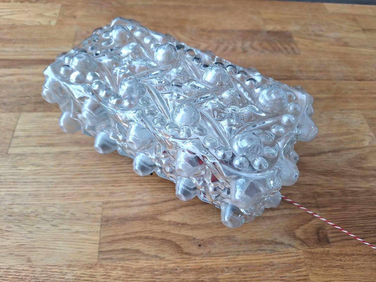 Vintage wall light, old textured glass light fixture, reading light