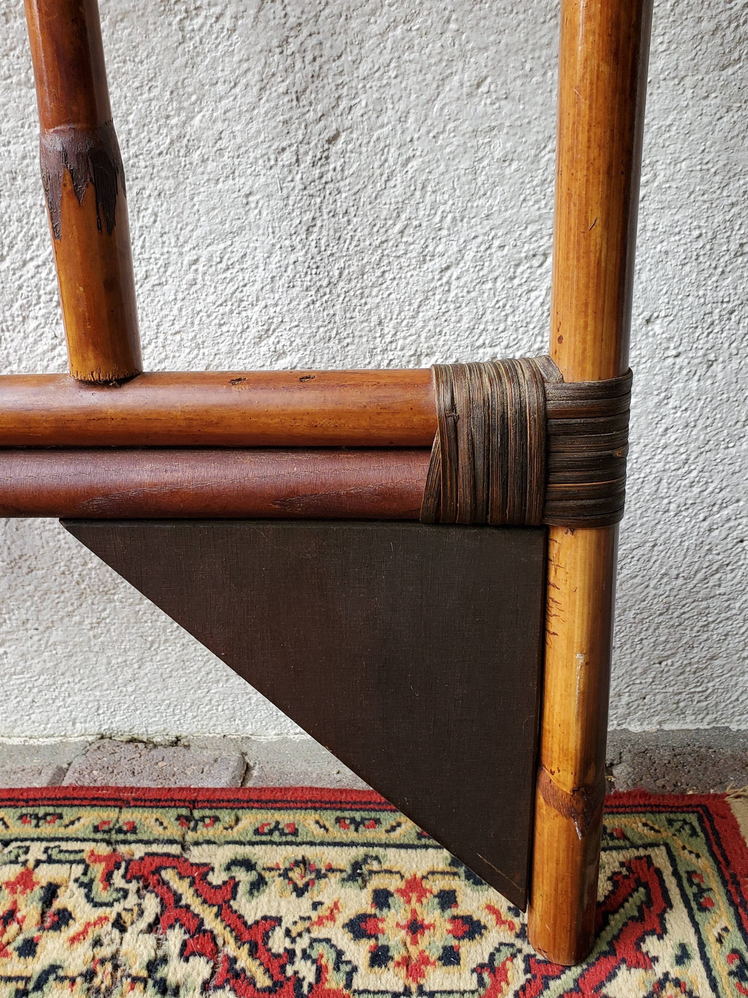 Rattan and brass headboard