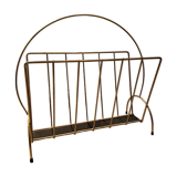 Vintage golden metal magazine rack retro 1960