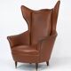 Mid-Century Italian Wingback Armchair in Leatherette, 1950s