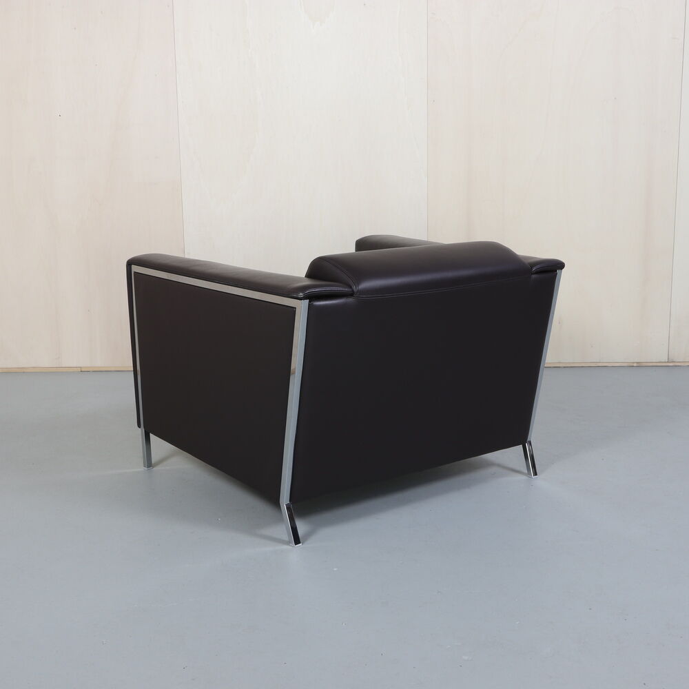 Moroso Steel Leather Lounge Chair, 2000s