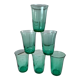 Lot de 6 verres à eau vert années 70