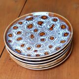 Lot de 6 assiettes à dessert Sarreguemines modèle Jaguar