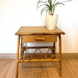Side table in bamboo and rattan