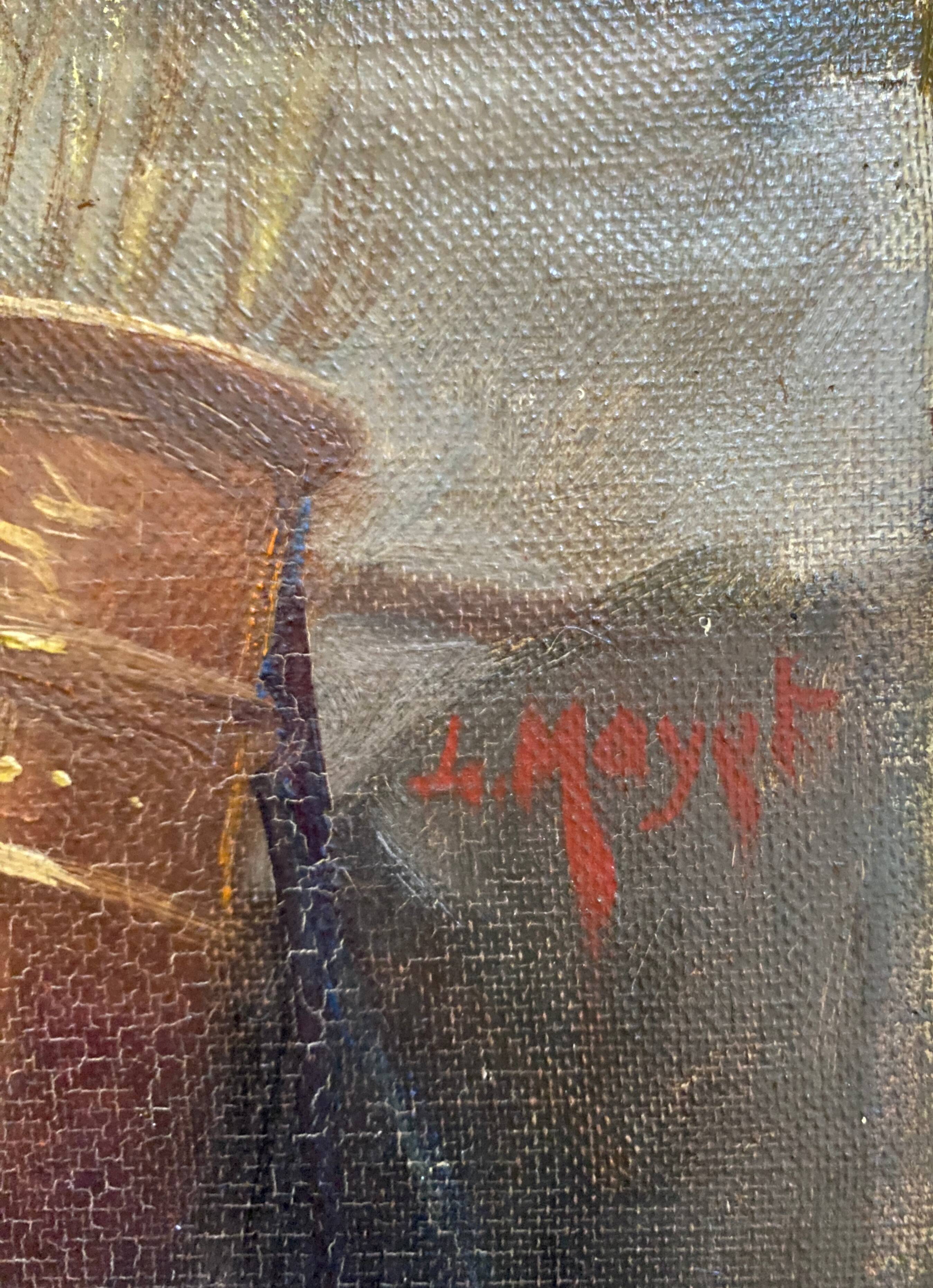 HST painting "Diana at the bath" Nude back signed early twentieth century