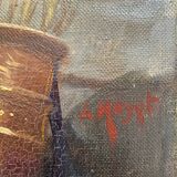 HST painting "Diana at the bath" Nude back signed early twentieth century