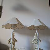Set of 2 Pierrot acrobats bedside lamps