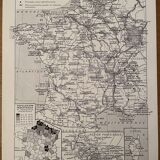 Old map of France (former provinces) from 1928