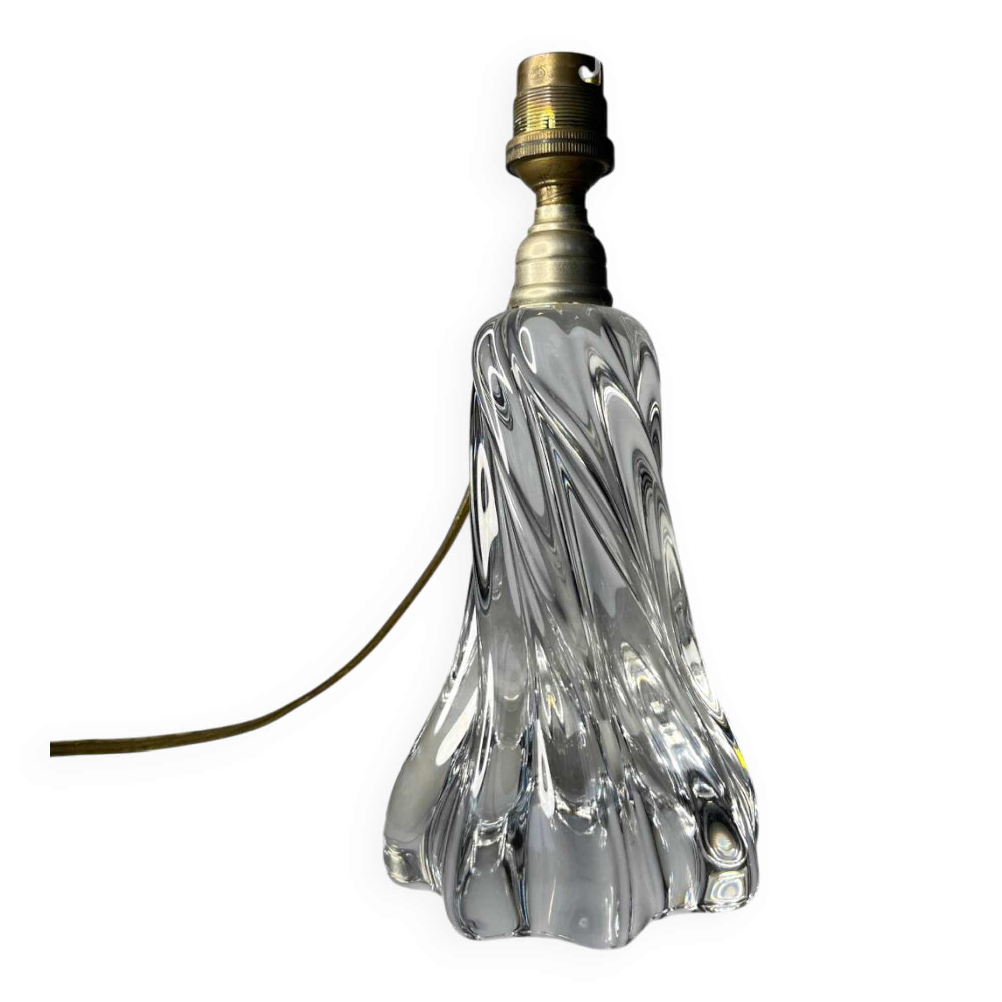 Twisted crystal lamp base signed Baccarat