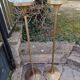 Pair of floor lamps gilded brass and glass maison Arlus 1950s