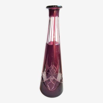 Baccarat Saint-Louis crystal carafe, Massenet model chiseled purple and white