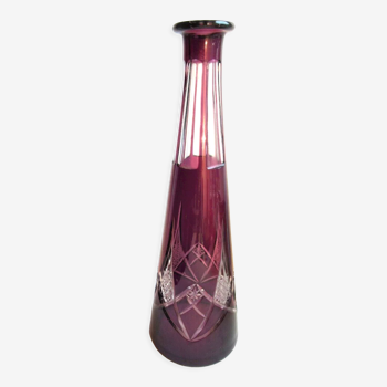 Carafe cristal Baccarat Saint-Louis, modèle Massenet ciselée violette et blanche