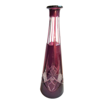 Carafe cristal Baccarat Saint-Louis, modèle Massenet ciselée violette et blanche