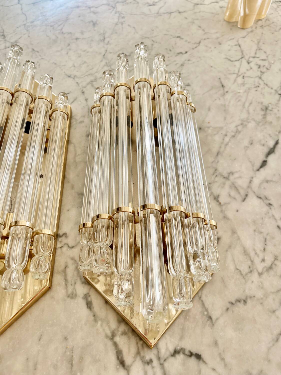 Venini wall lamps glass murano structure gold Italy 90s