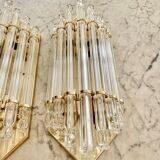 Venini wall lamps glass murano structure gold Italy 90s