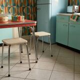 2 Scandinavian Style Stools in Formica and Chrome Steel, 1950s-60s