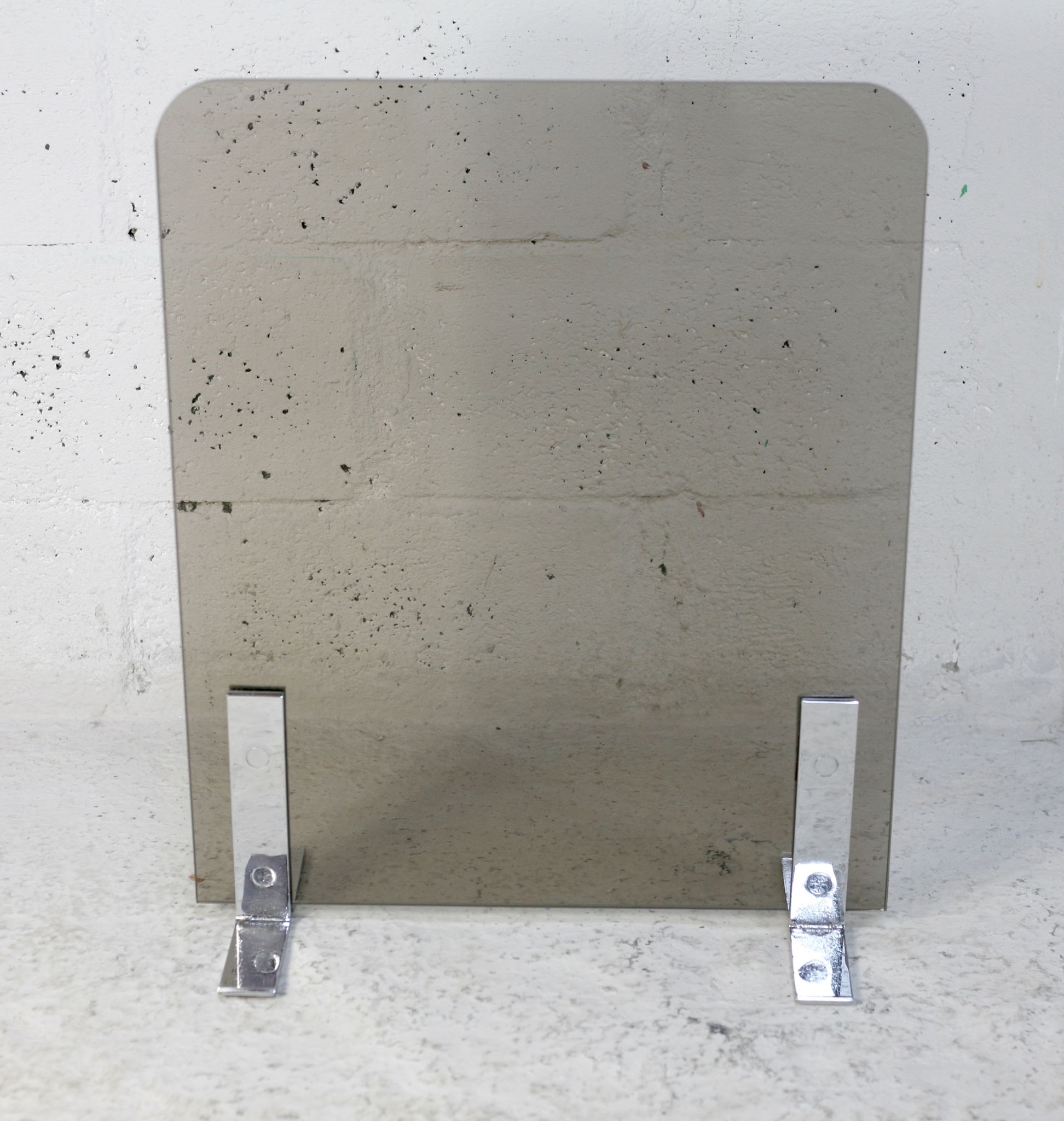 Saint-gobain firewall, chromed steel and smoked glass, france, circa 1970