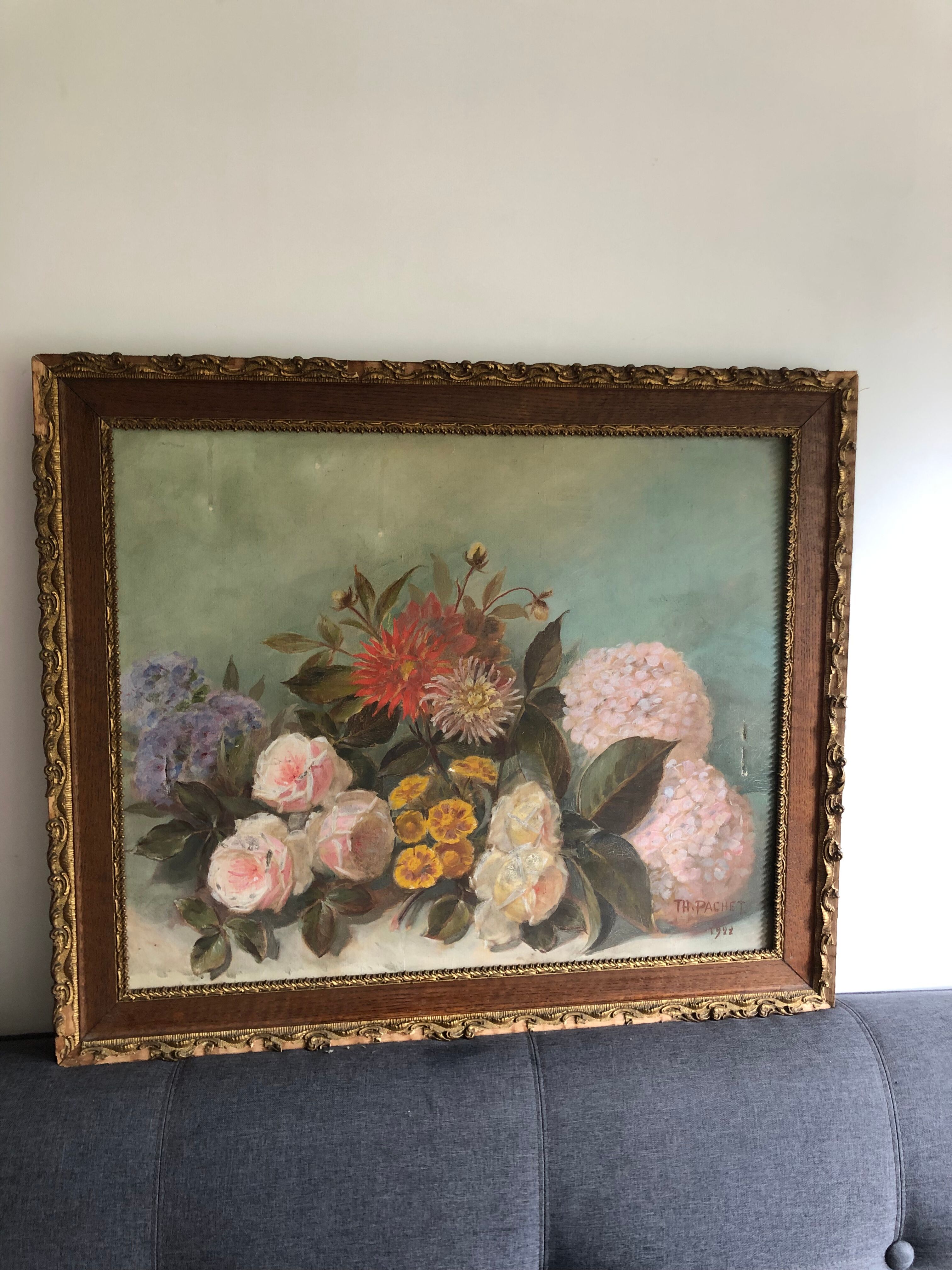 Oil on canvas ancient flowers