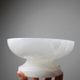 Vintage alabaster white bowl or catchall, Italy 1960s-70s.