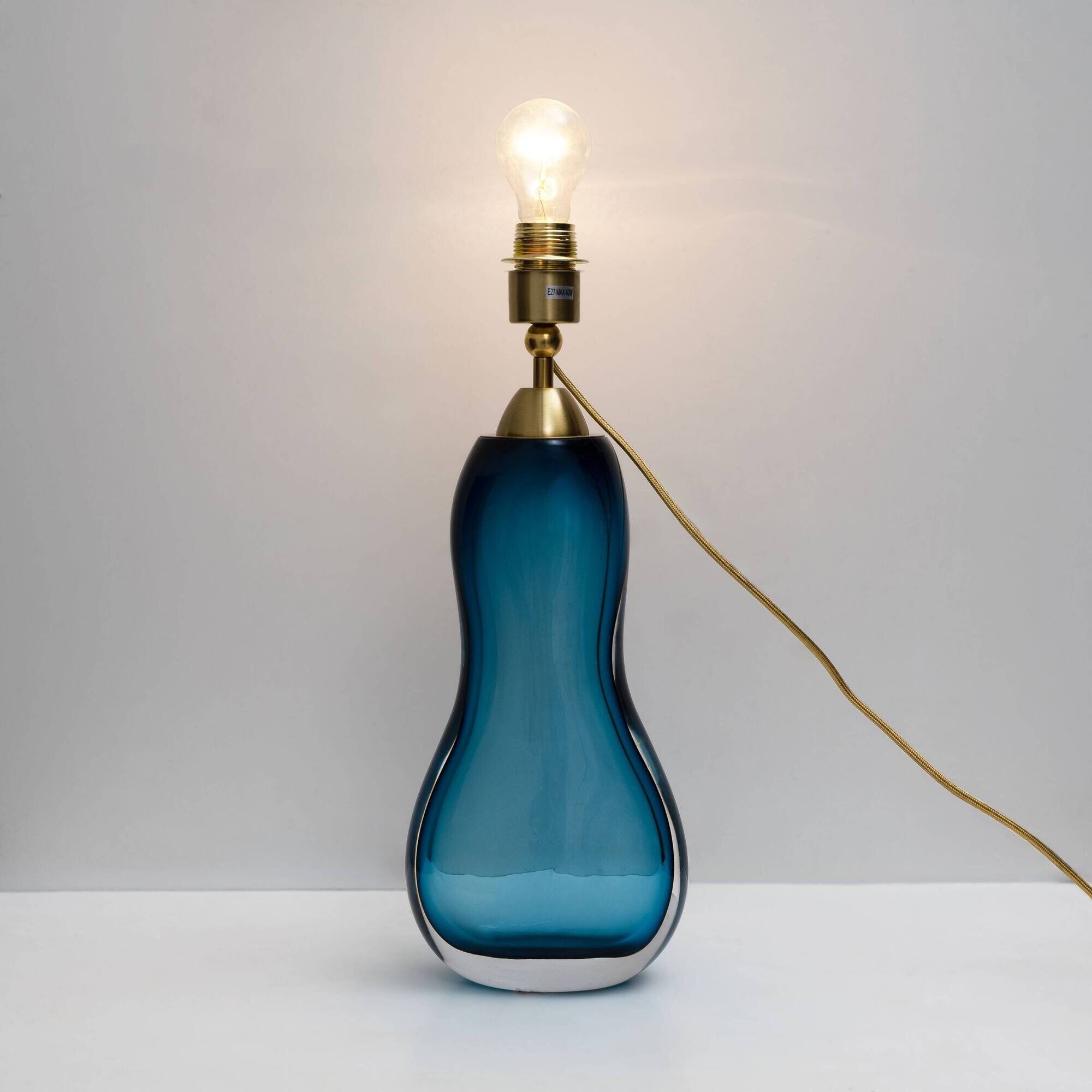 Pair of Italian Mid-Century Blue Murano Sommerso Glass Table Lamp