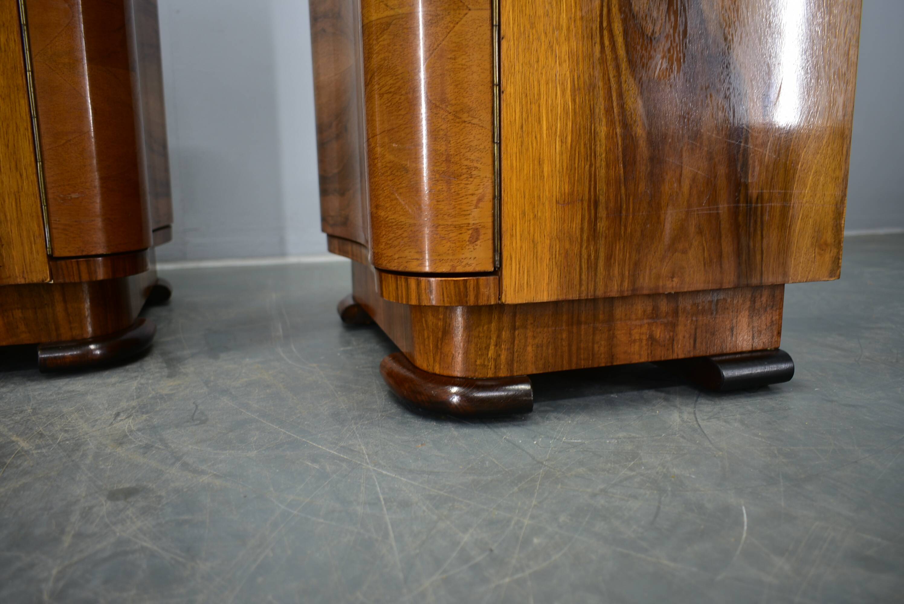 1940s pair of Art Deco bedside tables, Czechoslovakia