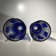 2 verres en cristal de Bohême taillé bleu cobalt, vers 1900