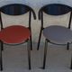 4 Gondola-style chairs with a sturdy metal frame and faux leather for