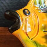 Vintage Fish Plate in Barbotine – Yellow Fish Serving Dish