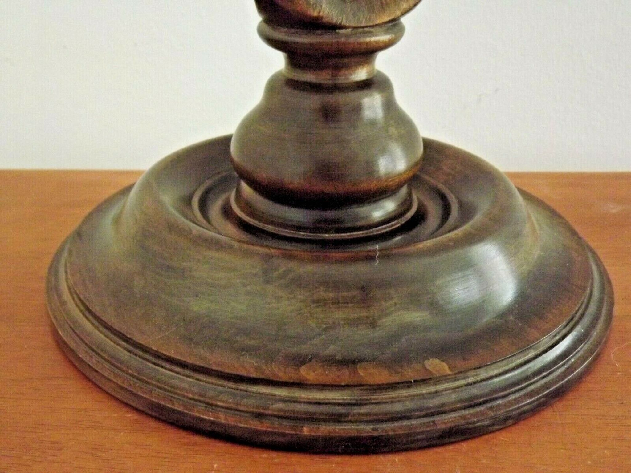 French tall wooden carved open weave barley twist table lamp base