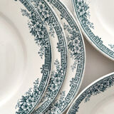 6 antique ironstone dinner plates "Lucy" Saint Amand