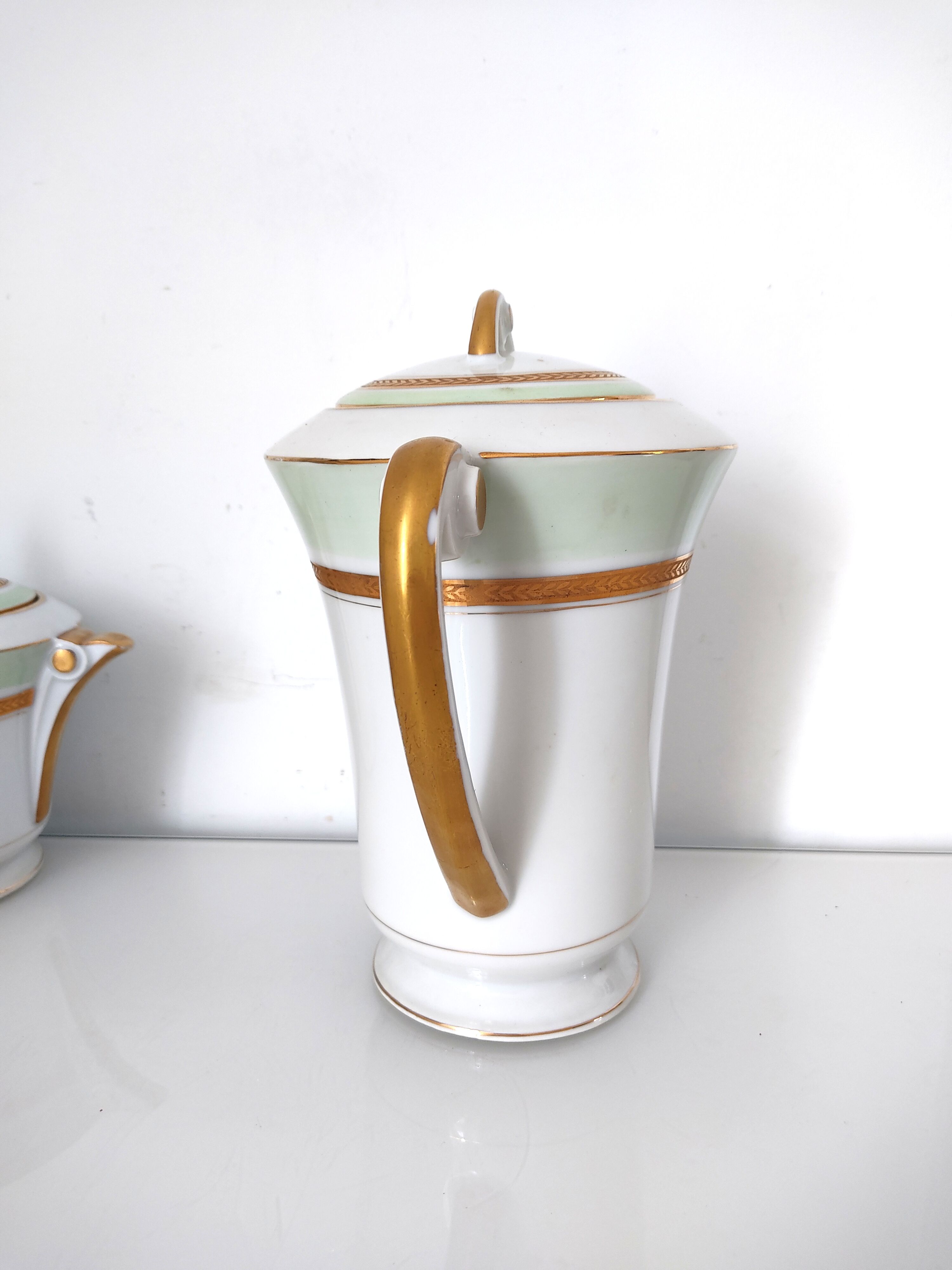 Coffee maker, milk jug and sugar jar porcelain JL&Cie Limoges