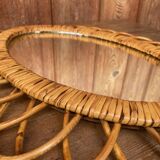 Vintage oval rattan mirror from the 60s/70s.