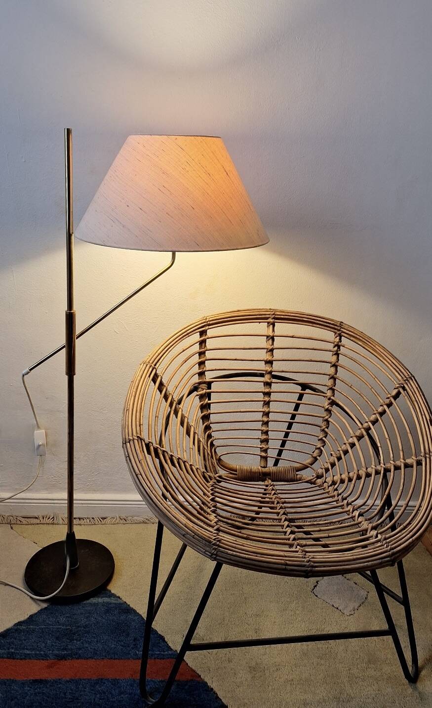 Mid century 360 deg. swing and height adjustable brass floor lamp, 1950s