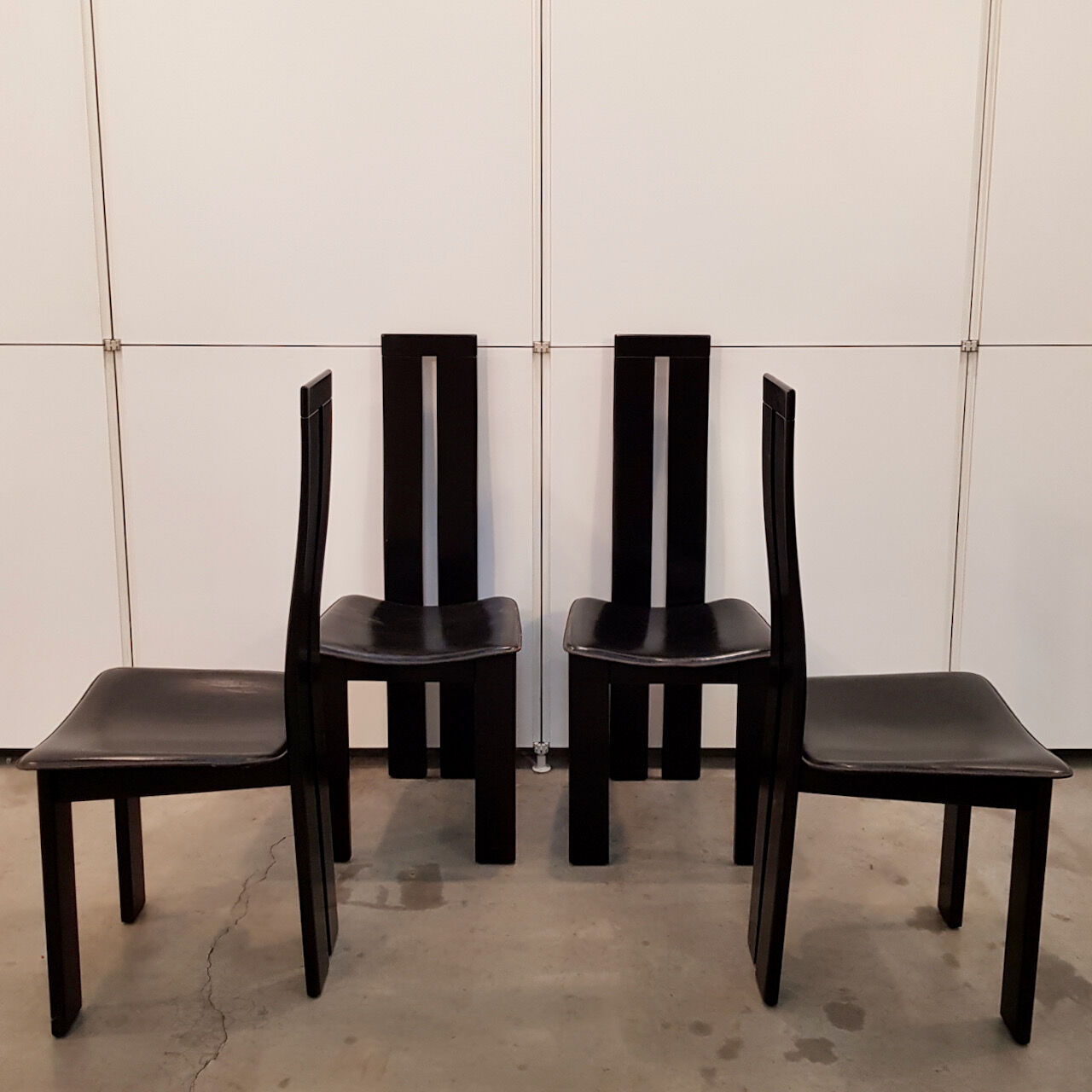 Set of 4 black Italian chairs