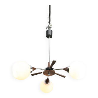 Mid-Century Italian Chrome and Opaline Chandelier