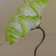 Old BRONZE GOOSENECK wall lamp with wavy yellow green OPALINE lampshade