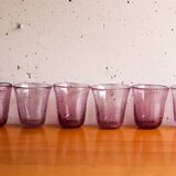 6 verres à eau soufflé bullé biot violet