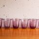 6 purple Biot bubble blown water glasses