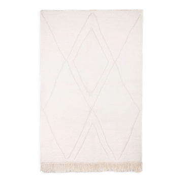 Tapis berbere beni ourain ecru avec motifs losanges en relief 215 x 148 cm